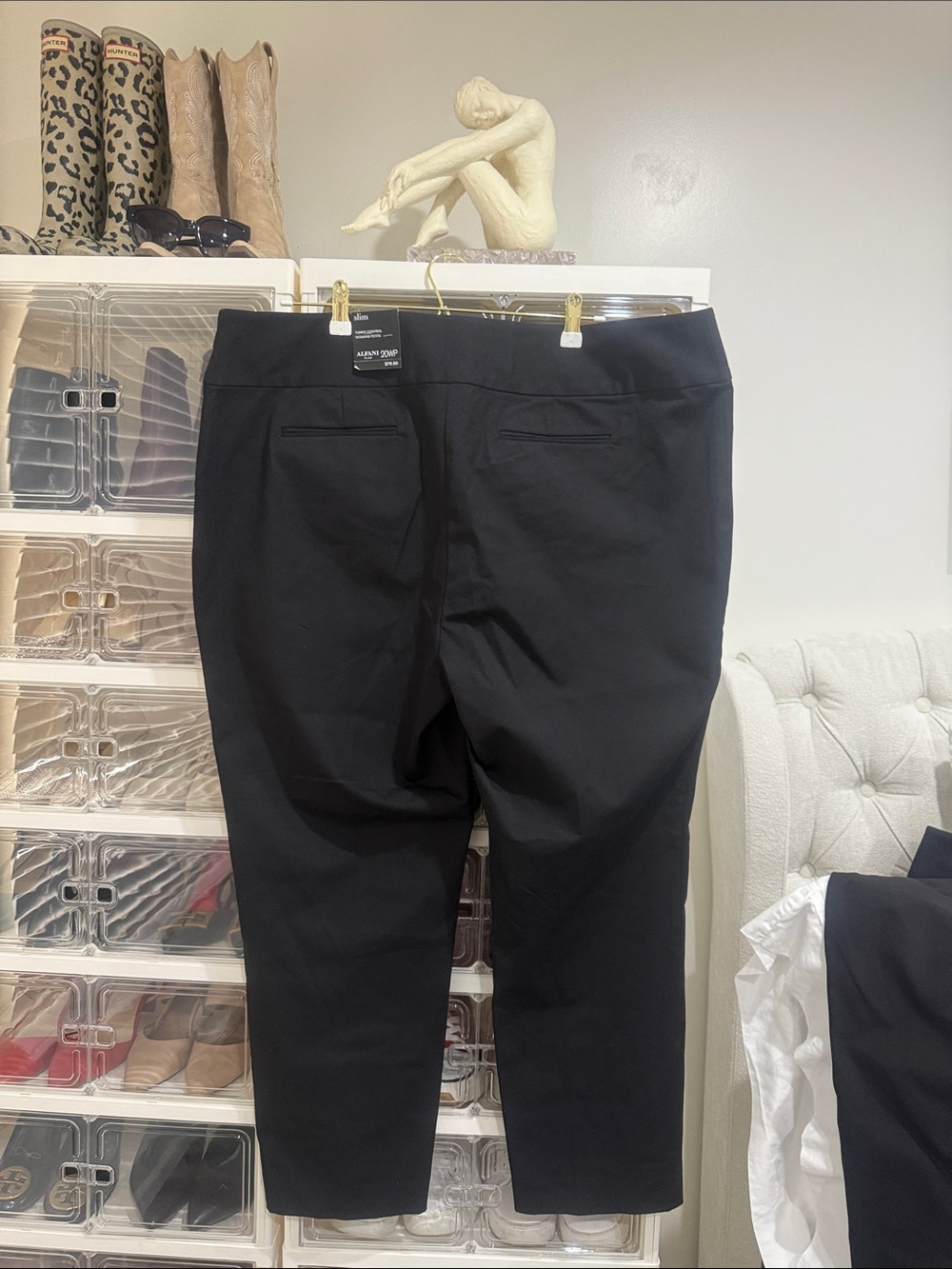 Alfani Black Cropped Straight-Leg Pants